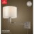 Anderson 1-Light Plug-In or Hardwire Wall Sconce, Brushed Steel, White Fabric Shade Perspective: front