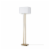 Globe Electric Matte Brass Floor Lamp with White Linen Shade Perspective: front