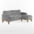 Novogratz Bowen Sectional Sofa L-Shaped Couch in Grey Perspective: front
