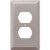 Amerelle 1-Gang Stamped Steel Outlet Wall Plate, Brushed Nickel 163DBN Perspective: front