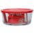 Pyrex® Covered Round Storage Dish - Clear/Red Perspective: front