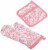 DII Pink Damask Oven Mitt & Potholder Set Perspective: front