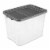 Sterilite 108 Qt Clear Stacker Organizational Storage Tote w/ Latching Lid, Grey Perspective: front