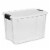 Sterilite 30 Qt Clear Plastic Stackable Storage Bin w/ Latch Lid, White (6 Pack) Perspective: front