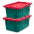 HOMZ Durabilt 15 Gallon Heavy Duty Holiday Storage Tote, Green/Red (2 Pack) Perspective: front