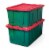 HOMZ Durabilt 27 Gallon Heavy Duty Holiday Storage Tote, Green/Red (2 Pack) Perspective: front