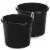 Homz 18 Gal Plastic Utility Storage Bucket Tub w/ Rope Handles, Black, (2 Pack) Perspective: front