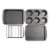 GoodCook 4-Piece Nonstick Steel Toaster Oven Set Sheet Pan, Rack, Cake Pan, and Muffin Pan Perspective: front