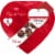 RUSSELL STOVER Valentine's Day Satin Heart Pecan Delights Milk Chocolate Candy Gift Box Perspective: front