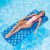 Big Joe Aquaria Roll-Up 1-Person Swimming Pool Checked Luxury Lounge Float, Blue Perspective: front