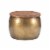 Linon Reid Metal Drum Table with Storage in Brass Perspective: front