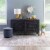 Linon Micah Two Door Wood Cabinet in Black Perspective: front