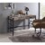 ACME Disho Wooden Writing Desk with USB Port in Light Weathered Oak and Black Perspective: front