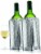 Vacu Vin Rapid Ice Active Cooler Wine Bottle Chilling Sleeve Set of 2, Silver Perspective: front