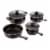 Gibson 7 Piece Carbon Steel Nonstick Pots and Pans Cookware Set with Lids, Black Perspective: front