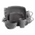 Gibson Soho Lounge Square Reactive Glaze Stoneware 16 Piece Dinnerware Set, Gray Perspective: front