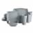 Gibson Home 16 Piece Square Melamine Dinnerware Set Plates, Bowls, & Cups, Grey Perspective: front
