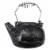 3 Qt Enameled Porcelain Steamer Kettle - Black With White Spec Perspective: front
