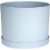 Bloem Mathers Planter w/Saucer Tray Misty Blue Garden Plater, White, 8 Perspective: front