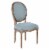 Lillian Oval Back Chair in Klein Sea Blue Fabric Brushed Frame Perspective: front