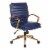 Mid-Back Faux Leather Chair with Gold Finish in Navy Faux Leather Perspective: front