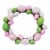 Northlight Floral Stem Easter Egg Spring Grapevine Wreath, Pink and Green 10-Inch Perspective: front
