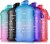 Zulay Kitchen Hydration Nation Water Bottle With Motivational Time Reminder - Ombre Blue Perspective: front