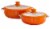 IMUSA Ceramic Nonstick Caldero Set with Glass Lids - Orange Perspective: front