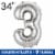 SILVER NUMBER 3 Helium Filled Balloon - 34 inches BIG Perspective: front