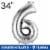 SILVER NUMBER 6 Helium Filled Balloon - 34 inches BIG Perspective: front