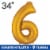 GOLD NUMBER 6 Helium Filled Balloon - 34 inches BIG Perspective: front