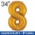 GOLD NUMBER 8 Helium Filled Balloon - 34 inches BIG Perspective: front