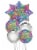 Happy Birthday Star Helium Filled Balloon Bouquet Perspective: front