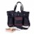 Wine Country Tote – Wine & Cheese Picnic Tote, Black with Burgundy Accents Perspective: front