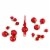 Northlight 16-Piece Set of Assorted Red Glass Christmas Ball Ornaments with Tree Topper Perspective: front