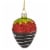 Northlight 2.75 Brown, Red, and Green Chocolate Covered Strawberry Glass Christmas Ornament Perspective: front