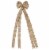 Northlight 48  x 10  Burlap and Gold Scroll 16 Loop Christmas Bow Decoration Perspective: front