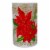 Northlight 10 Hand-Painted Red Poinsettias and Gold Flameless Glass Christmas Candle Holder Perspective: front