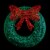 Northlight 24  LED Lighted Green Glitter Wreath with Red Bow Outdoor Christmas Decoration Perspective: front