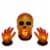 Northlight 8.5 Lighted Orange Skull and Hands Outdoor Halloween Decoration - 4ft Black Wire Perspective: front