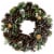 Northlight Silver and Green Mixed Foliage and Pinecone Christmas Wreath, 13.5-Inch, Unlit Perspective: front