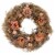 Northlight Orange and Coral Pink Twig and Floral Autumn Harvest Wreath, 13.75-Inch, Unlit Perspective: front