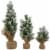 Northlight Mini Flocked Pine Artificial Christmas Trees with Burlap Base - 18 - Set of 3 Perspective: front