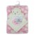 Cutie Pie Bear Plush Baby Blanket Set - Pink Perspective: front