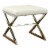 Benjara 20  Contemporary Leather Upholstery Stool with Metal Base in White Perspective: front