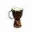 Benzara Small Wood and Leather Drum - Brown/Cream Perspective: front