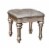 Wooden Vanity Stool with Turned Legs and Leatherette Upholstered Seat, Silver Perspective: front