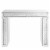 Mirror Accented Wood And Glass Vanity Desk With Faux Crystal Inlay, Silver Perspective: front