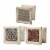 Decorative Wooden Table Stands With Distressed Details, Multicolor, Set of Three- Saltoro Perspective: front