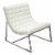 Leather Upholstered Lounge Chair with Channel Tufting Details  and Steel Frame, White  and Perspective: front